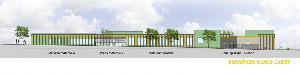 margerie & pasquet - école, Briarres sur Essonne, architecte, façade nord ouest